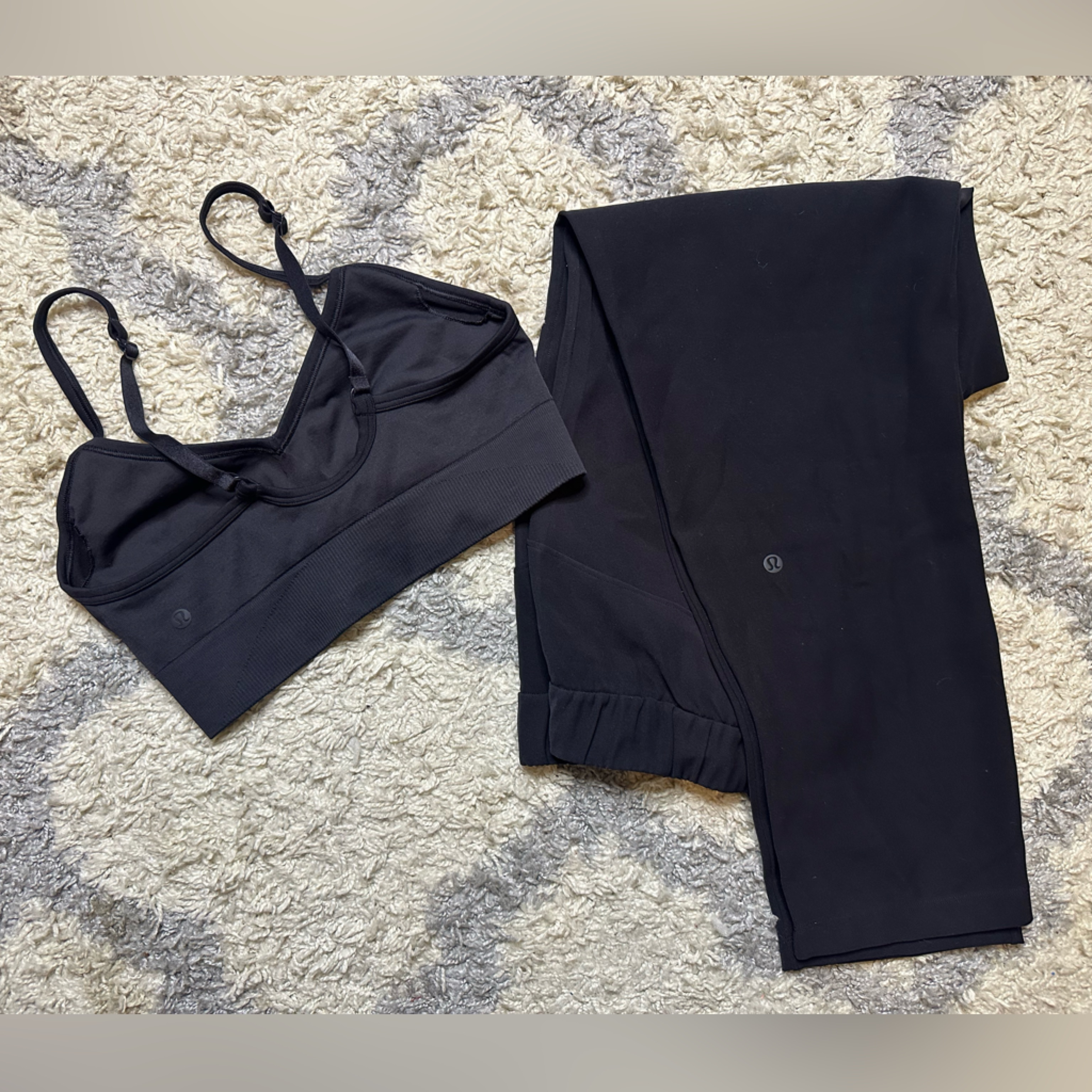 Lululemon Athletica Black Sports Bra And Bottoms